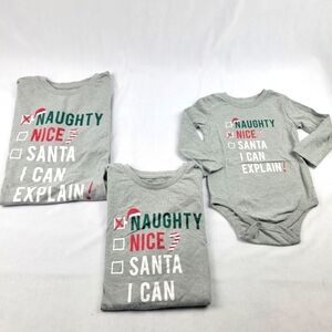 Set of 3 family Christmas shirts women's XS Mens Med Baby 18months